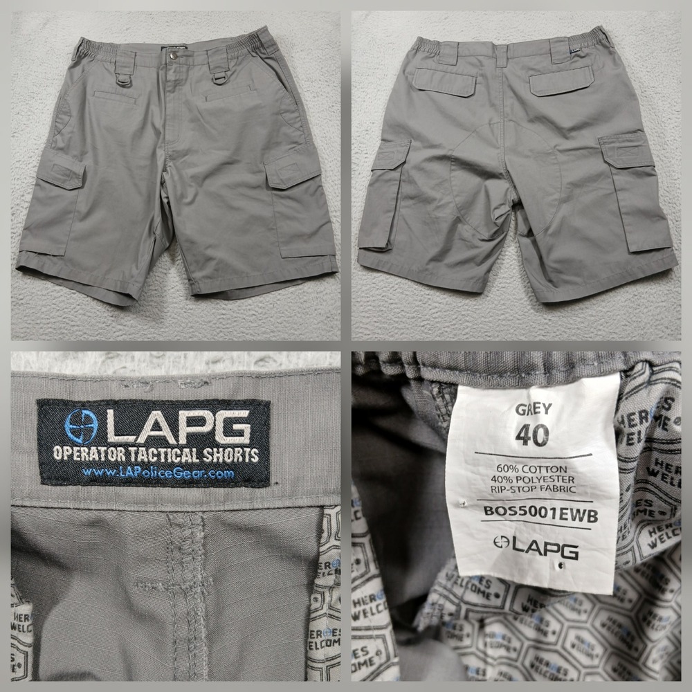 LAPG Tactical Cargo Shorts Mens 40 Gray Ripstop‎ Operator Utility